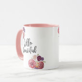 Hallo Mooie Flower Quote Coffee Mok (Voorkant links)