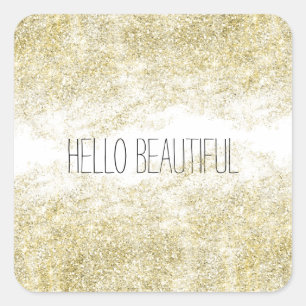 Hallo Mooie gouden faux glitter Vierkante Sticker