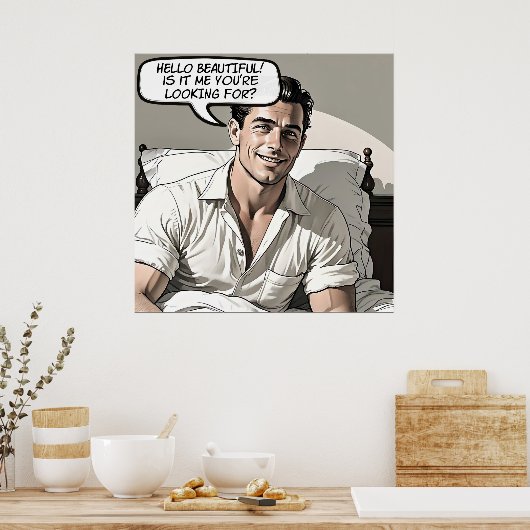 Hallo Mooie jaren 1950 Romance Comic Poster (Keuken)