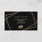 hallo mooie lippen gouden script geometrisch zwart visitekaartje (Achterkant)