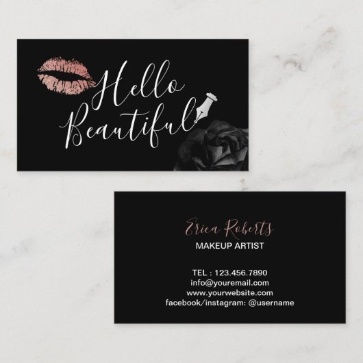 hallo mooie lips Typografie Makeup Artist Visitekaartje (Voorkant / Achterkant)