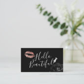 hallo mooie lips Typografie Makeup Artist Visitekaartje (Staand voorkant)