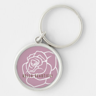 Hallo Mooie - Moderne Chic Bloem Roze Roos Sleutelhanger