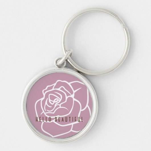 Hallo Mooie - Moderne Chic Bloem Roze Roos Sleutelhanger (Voorkant)