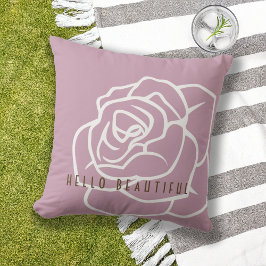 Hallo Mooie - Moderne Chic Roze Roos Bloem Buitenkussen