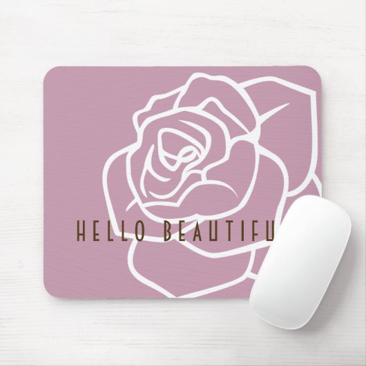 Hallo Mooie - Moderne Chic Roze Roos Muismat (Met muis)