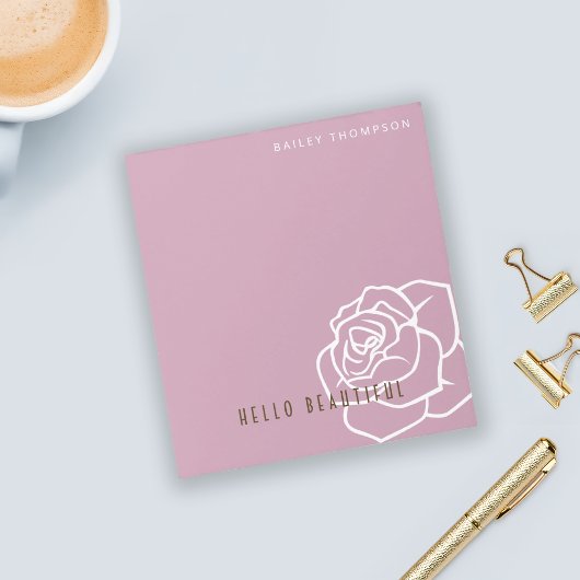 Hallo Mooie - Moderne Chic Roze Roos Notitieblok
