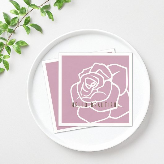 Hallo Mooie - Moderne Chic Roze Roos Papier Servet