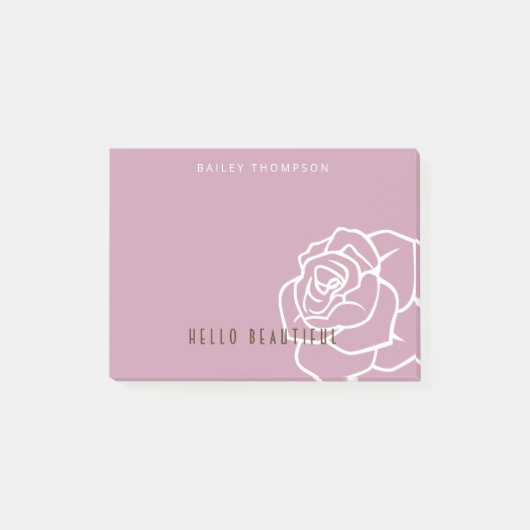 Hallo Mooie - Moderne Chic Roze Roos Post-it® Notes (Voorkant)