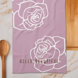 Hallo Mooie - Moderne Chic Roze Rozen Theedoek