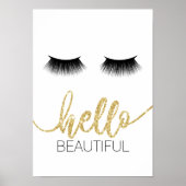 hallo Mooie moderne Lashes Gold Script Salon Poster (Voorkant)