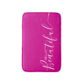 hallo mooie, opgerolde witte typografie Modern Badmat (Voorkant Verticaal)