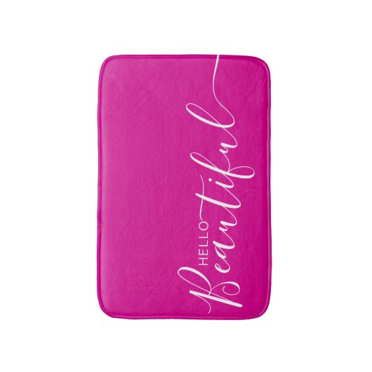 hallo mooie, opgerolde witte typografie Modern Badmat (Voorkant Verticaal)