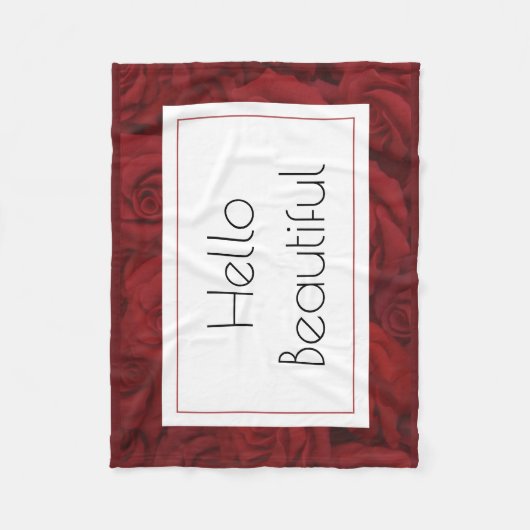 hallo "Mooie" rode roos Fleece Deken (Voorkant)