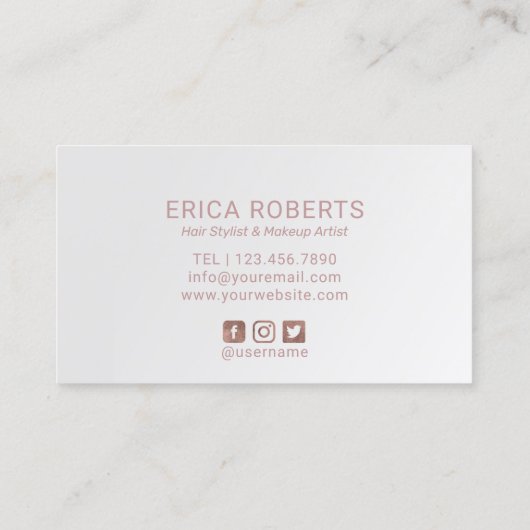 Hallo Mooie Roos gouden typografie make-up artist Visitekaartje (Achterkant)