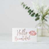 Hallo Mooie Roos gouden typografie make-up artist Visitekaartje (Staand voorkant)