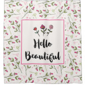 Hallo Mooie  roze bloemen Douchegordijn (Voorkant)