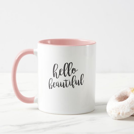 Hallo Mooie Script Quote Coffee Mok (Met donut)
