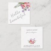 hallo mooie typografie trendy boho floral vierkante visitekaartje (Voorkant / Achterkant)