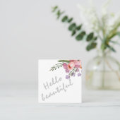 hallo mooie typografie trendy boho floral vierkante visitekaartje (Staand voorkant)