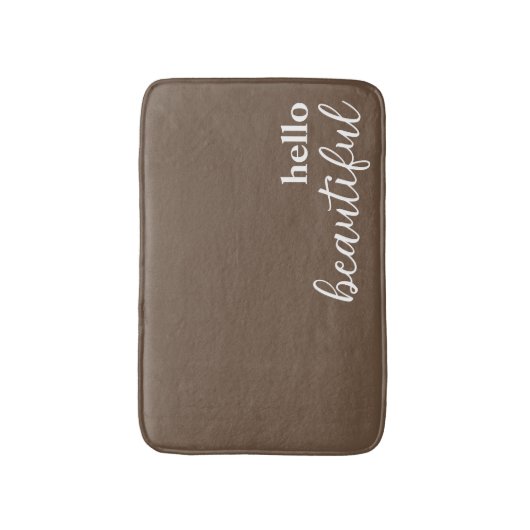 Hallo Mooie Typografie Wit & Bruin Badmat (Voorkant Verticaal)