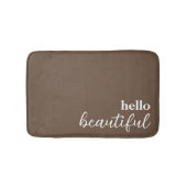 Hallo Mooie Typografie Wit & Bruin Badmat (Voorkant)