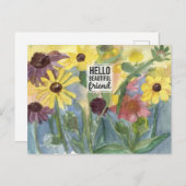 Hallo Mooie Vriendelijke Zegeningen Bloementuin Briefkaart (Voorkant / Achterkant)