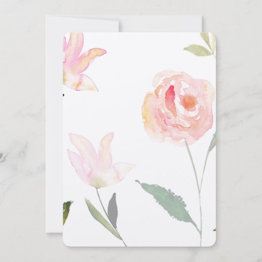 Hallo Mooie Waterverf Bloemenverjaardag Kaart (Achterkant)