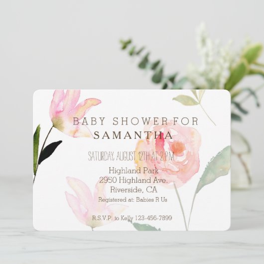 Hallo Mooie Waterverf Floral baby shower Kaart (Staand voorkant)