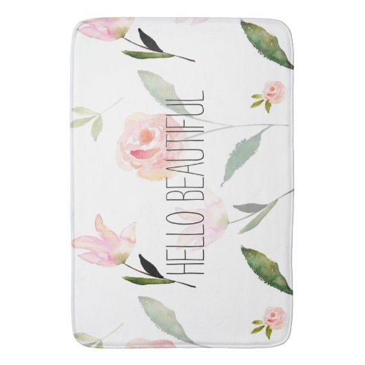 hallo mooie Waterverf Floral Badmat (Voorkant Verticaal)