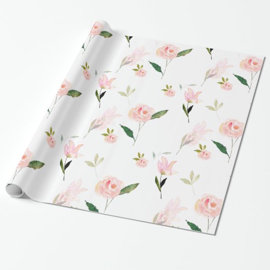 hallo mooie Waterverf Floral Cadeaupapier (Uitgerold)