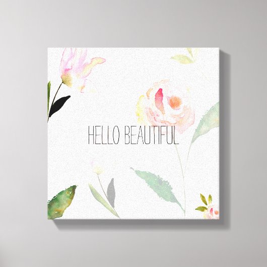 hallo mooie Waterverf Floral Canvas Afdruk (Voorkant)