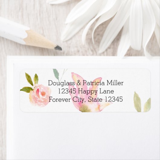 hallo mooie Waterverf Floral Etiket (Insitu)