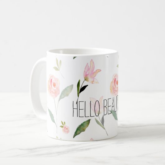 hallo mooie Waterverf Floral Koffiemok (Voorkant links)