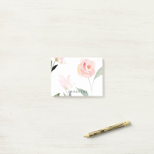 hallo mooie Waterverf Floral Post-it® Notes (Op bureau)