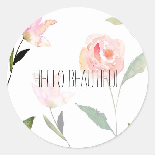 hallo mooie Waterverf Floral Ronde Sticker (Voorkant)