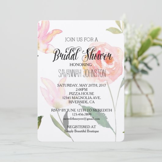 Hallo Mooie Waterverf Floral vrijgezellenfeest Kaart (Staand voorkant)