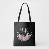 Hallo Mooie Waterverfrozen Typografie Chic Tote Bag (Voorkant)