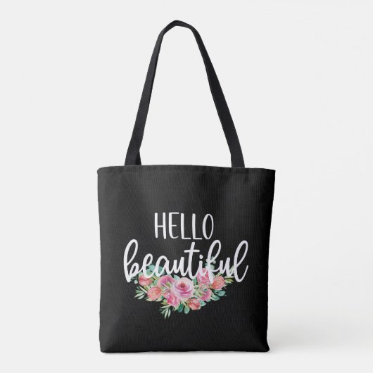 Hallo Mooie Waterverfrozen Typografie Chic Tote Bag (Achterkant)