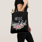 Hallo Mooie Waterverfrozen Typografie Chic Tote Bag (Dichtbij)
