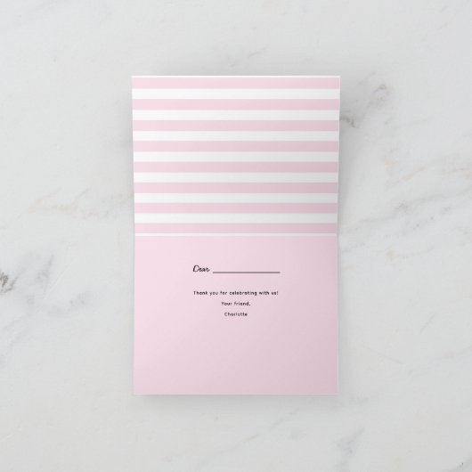 Hallo Moppige Cartoon Roze Strik Bedankt (Binnen)