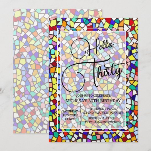 Hallo Mozaïek Kleurrijk & Leuk Kaart (Voorkant / Achterkant)