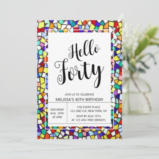 Hallo Mozaïek Kleurrijk & Leuk Kaart (Staand voorkant)