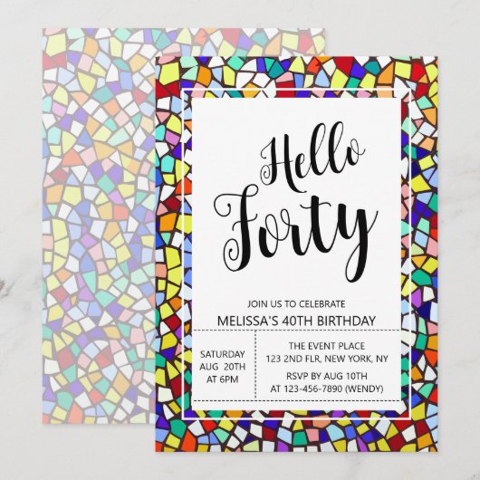 Hallo Mozaïek Kleurrijk & Leuk Kaart (Voorkant / Achterkant)