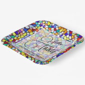 Hallo Mozaïek Kleurrijk & Leuk Papieren Bordje (Gebogen)