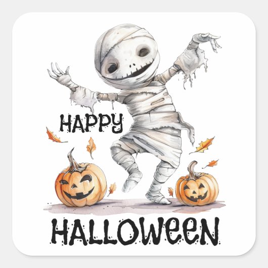Hallo Mummy Moves - Een Halloween Vierkante Sticker (Voorkant)