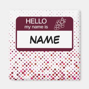 hallo naam Badge Wine Polka Dots Gepersonaliseerd Magneet