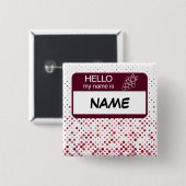 hallo naam Badge Wine Polka Dots Gepersonaliseerd Vierkante Button 5,1 Cm (Voorkant /achterkant)