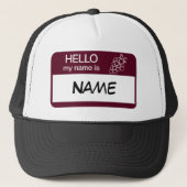 hallo Naam Badge Wine Tasting Gepersonaliseerd Trucker Pet (Voorkant)