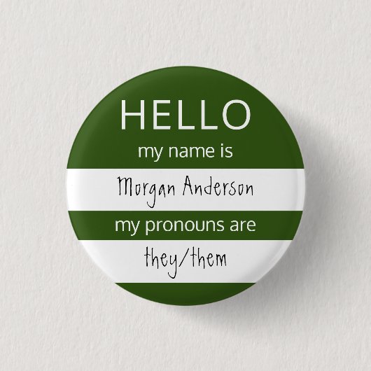 hallo Naam en Pronouns Badge Ronde Button 3,2 Cm (Voorkant)